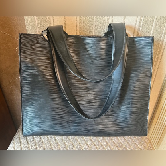 Louis Vuitton Gemo Epi Tote Shoulder Bag One Size Black Leather AUTHENTIC Used - Picture 4 of 13